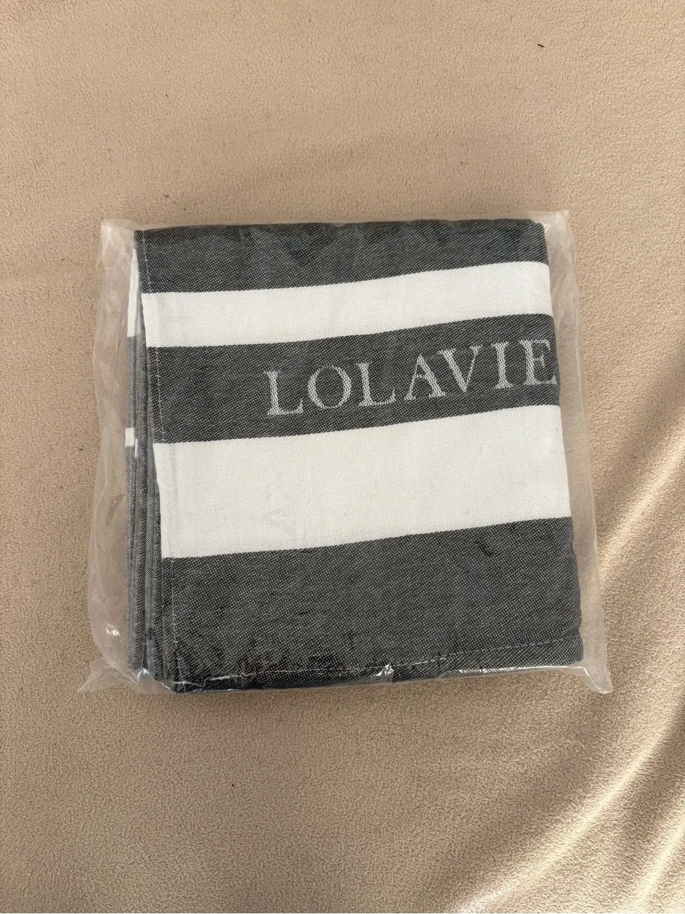 New Lolavie Striped Black and White Beach Towel